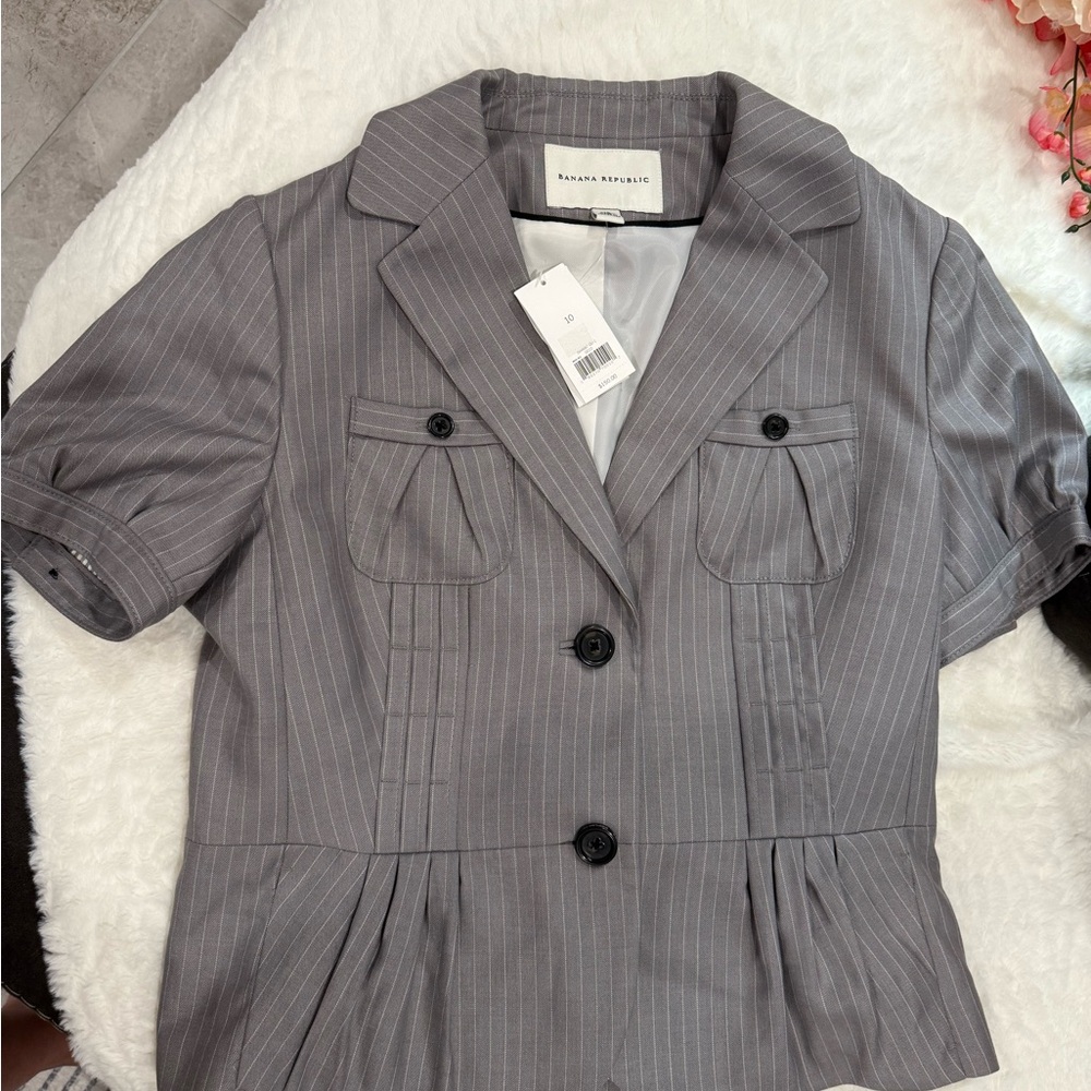 Banana Republic Gray Short Sleeve Fit & Flare Dress - Size 10 (NWT) - Picture 1 of 3